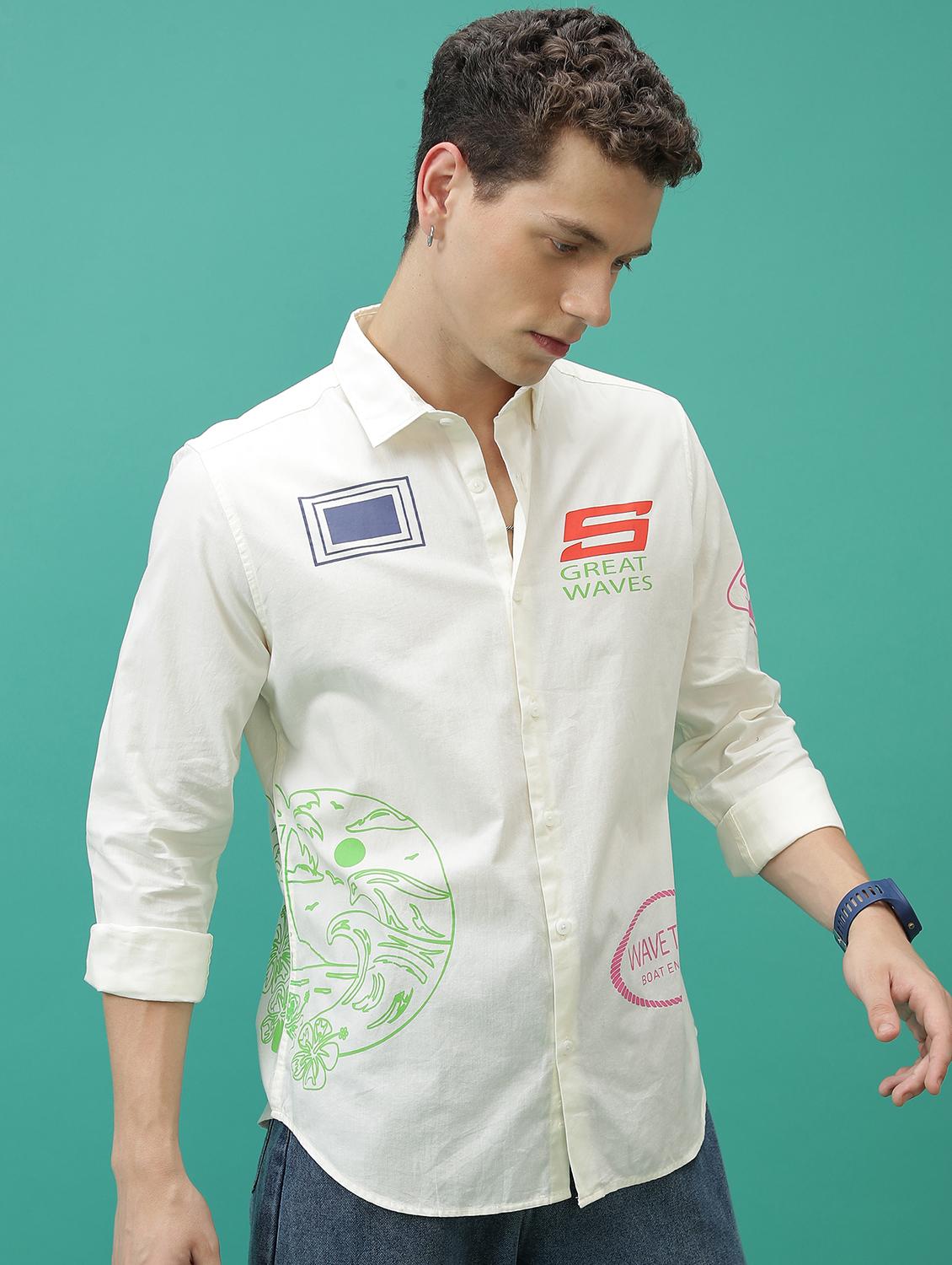 men collared printed casual shirt - 21486769 - Standard Image - 1