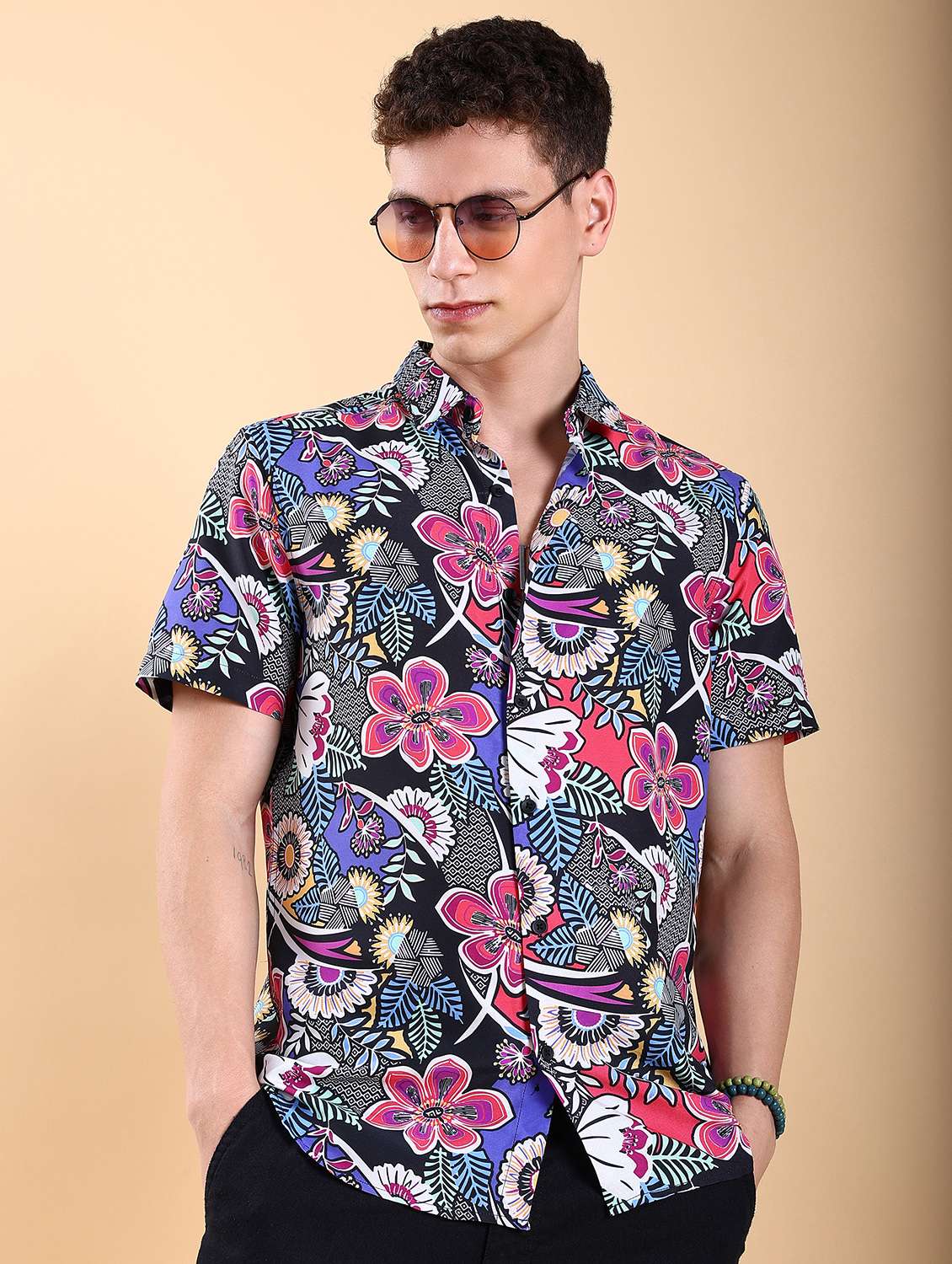 men collared printed casual shirt