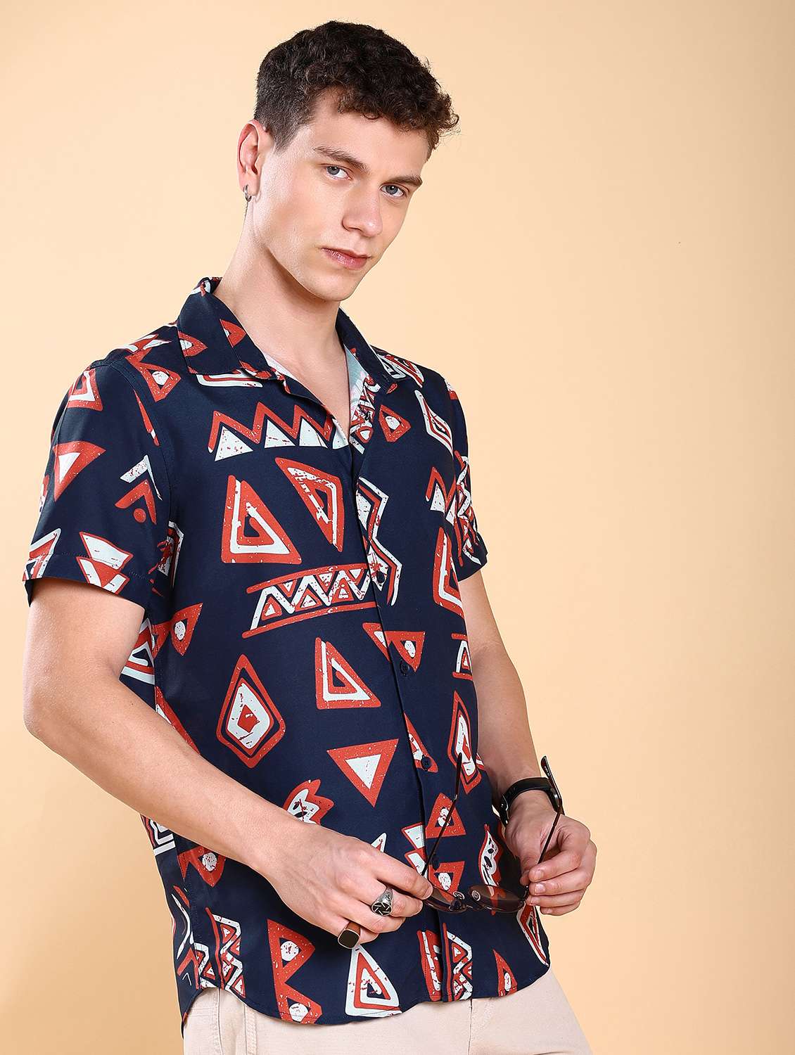 men collared printed casual shirt - 21486771 -  Standard Image - 1