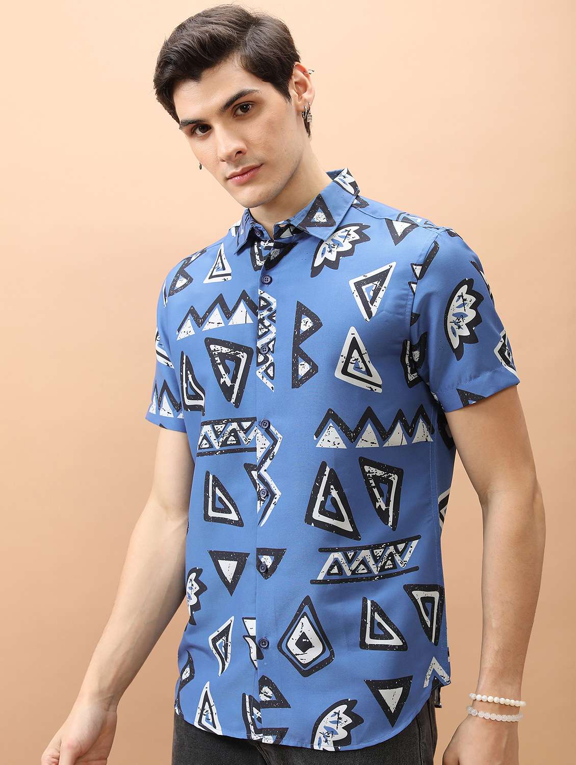 men collared printed casual shirt - 21486772 -  Standard Image - 1