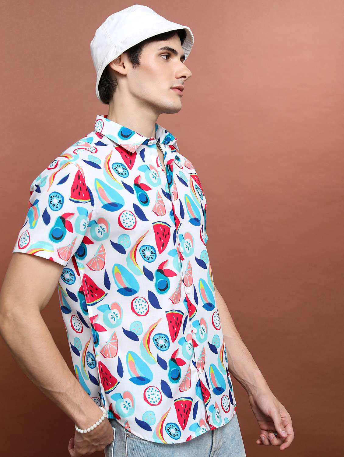 men collared printed casual shirt - 21486773 - Standard Image - 1