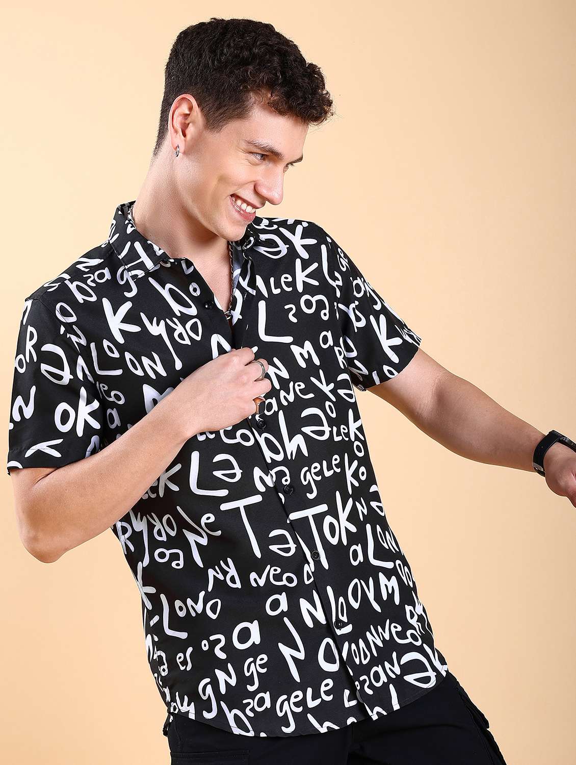 men collared printed casual shirt - 21486774 -  Standard Image - 1