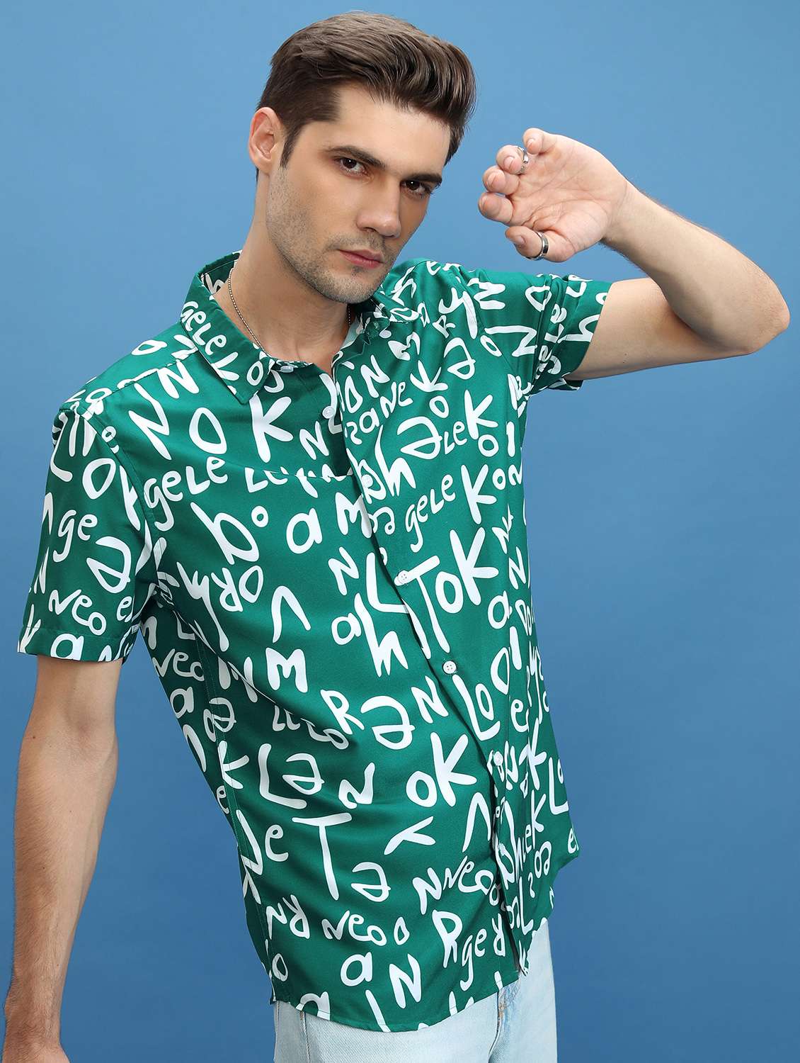 men collared printed casual shirt - 21486775 -  Standard Image - 1