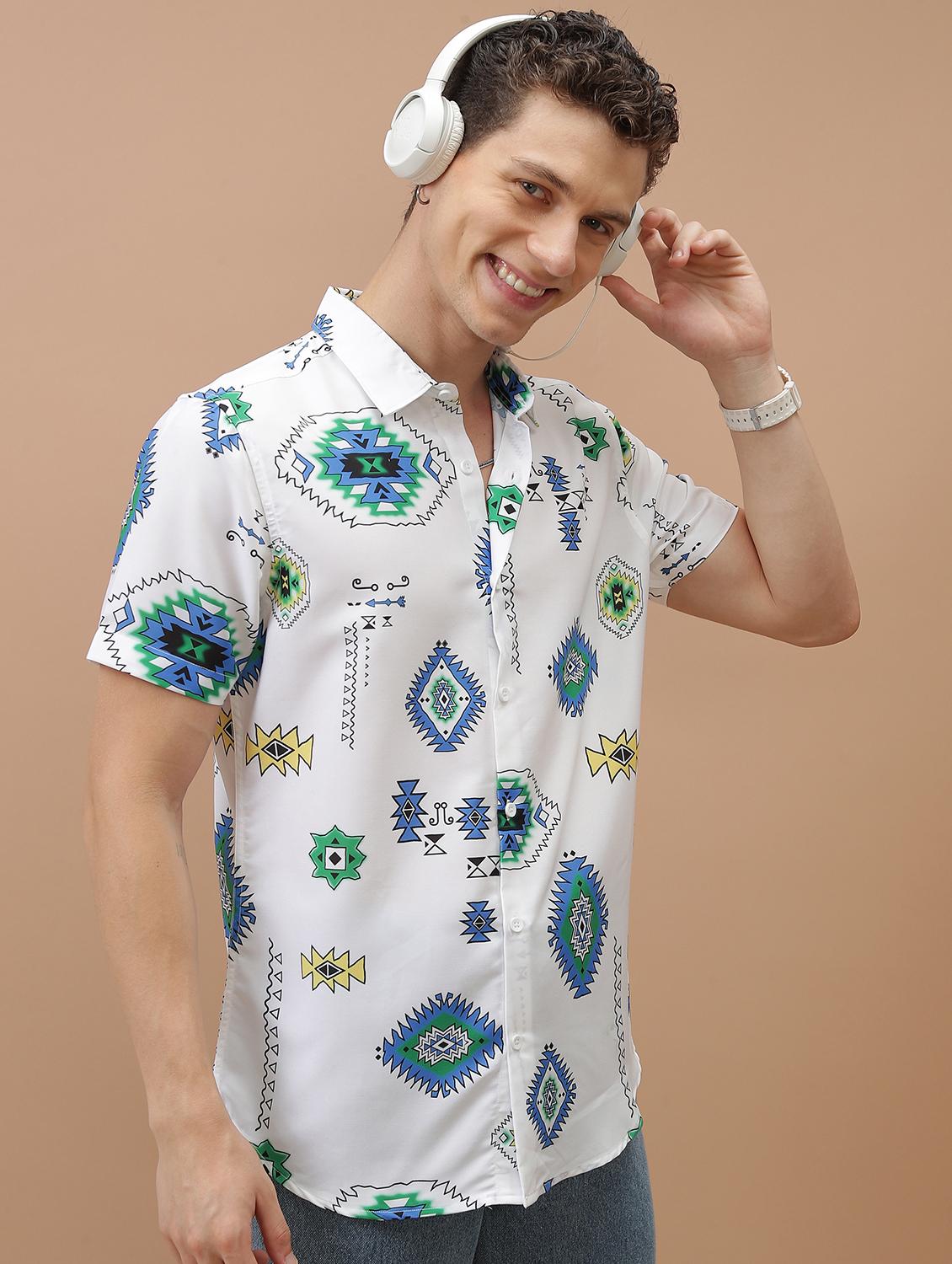 men collared printed casual shirt - 21486776 -  Standard Image - 1