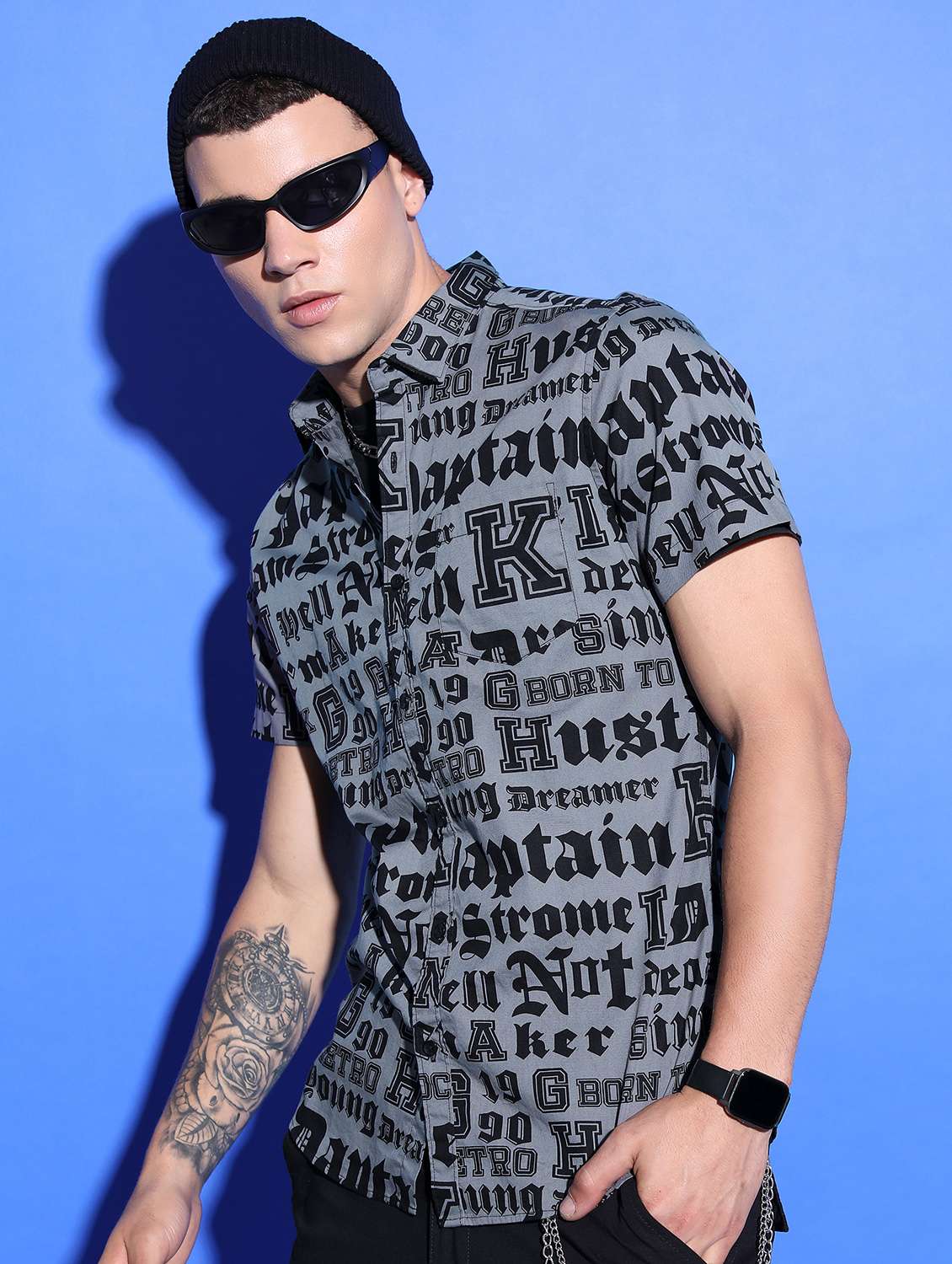 men collared printed casual shirt - 21486780 -  Standard Image - 1