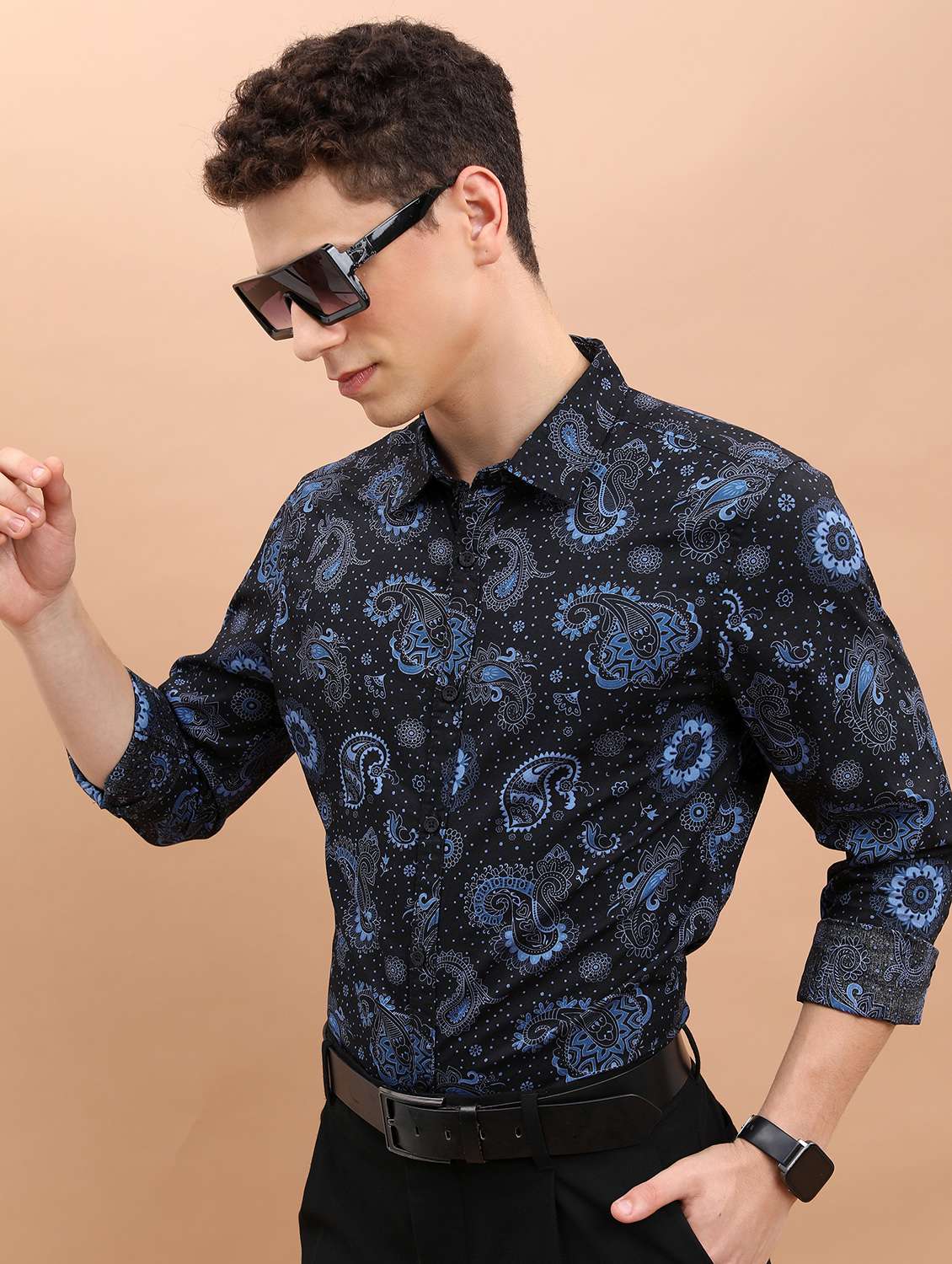men collared printed casual shirt - 21486785 -  Standard Image - 1