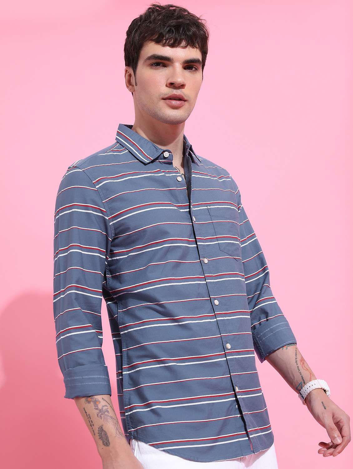 men collared stripes casual shirt - 21486798 -  Standard Image - 1