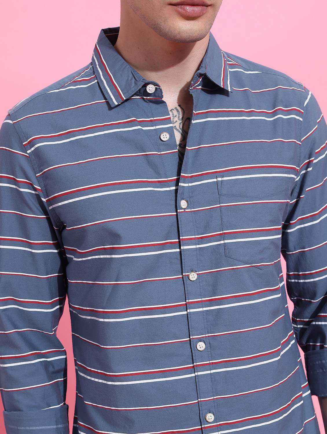 men collared stripes casual shirt - 21486798 -  Standard Image - 4