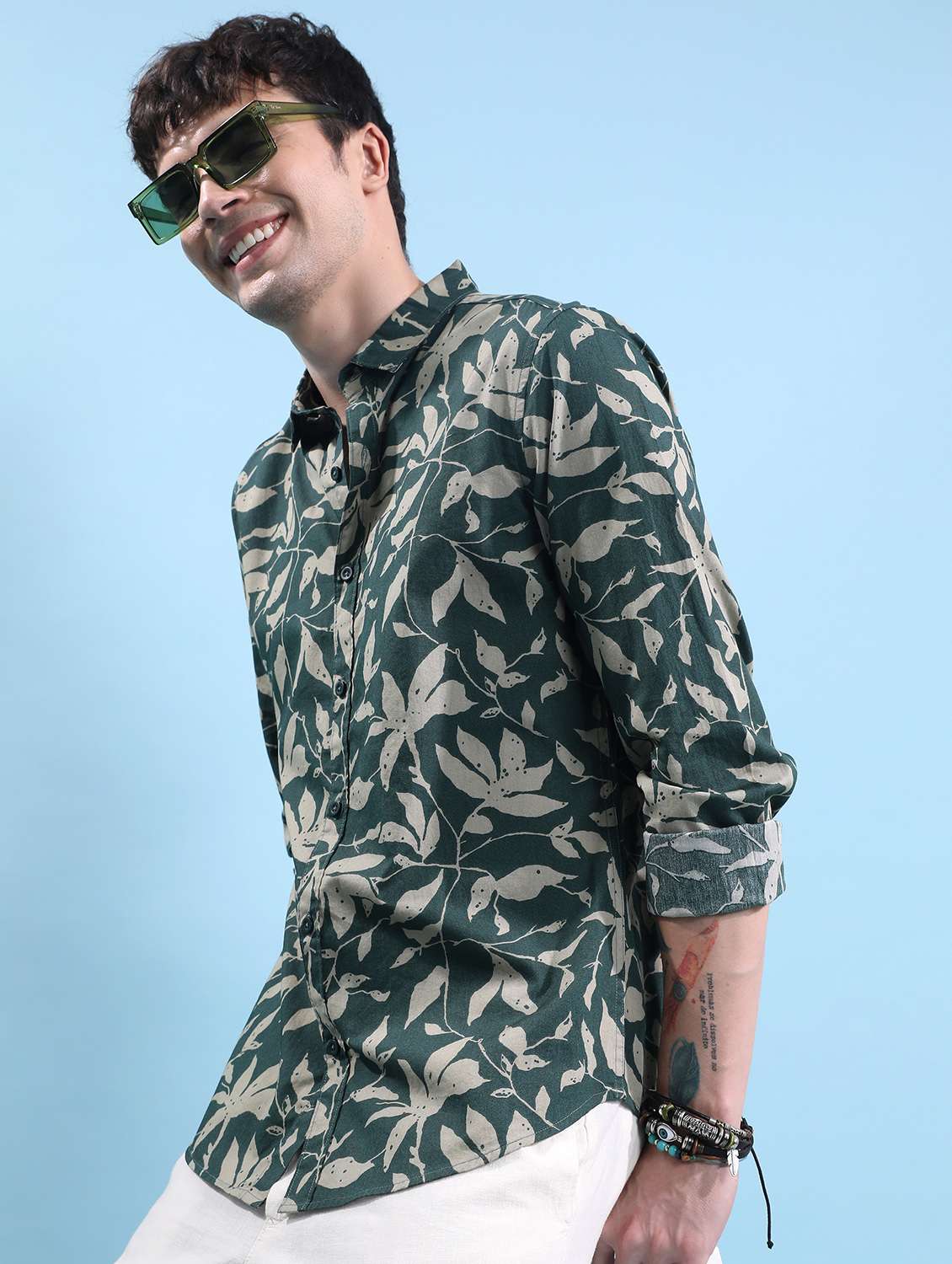 men collared printed casual shirt - 21486810 -  Standard Image - 1