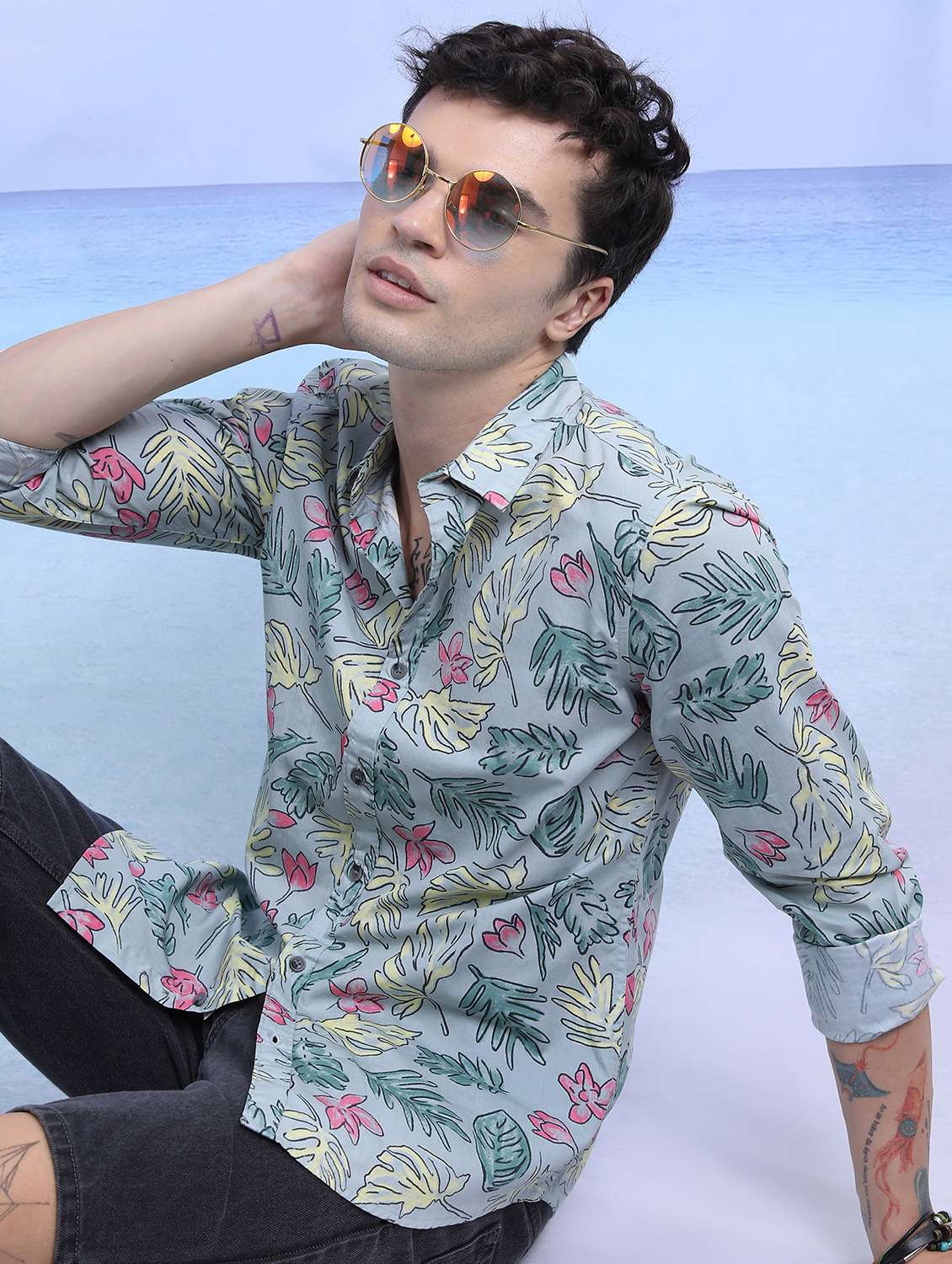 men collared printed casual shirt - 21486817 -  Standard Image - 1