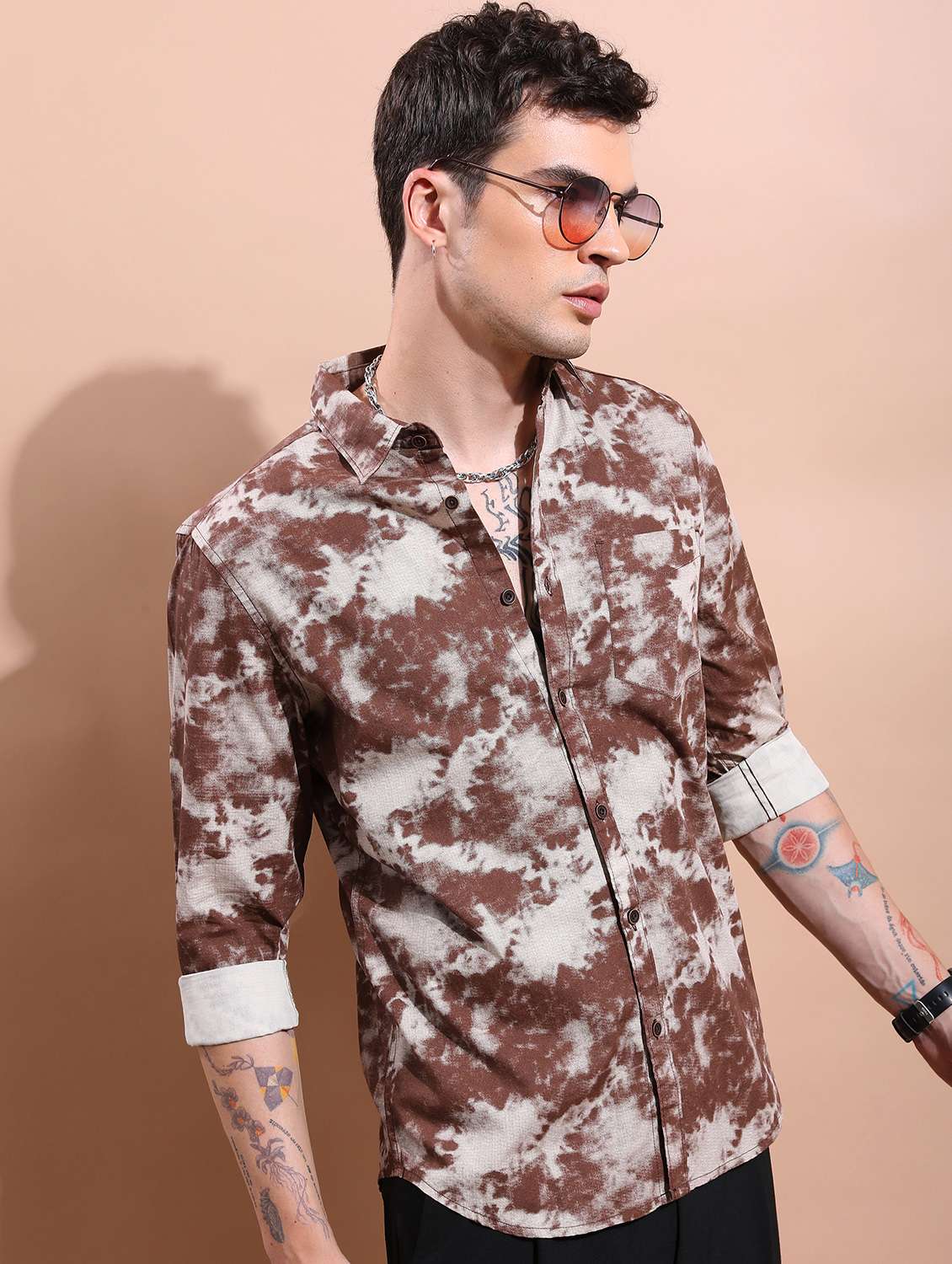 men collared printed casual shirt - 21486829 -  Standard Image - 1