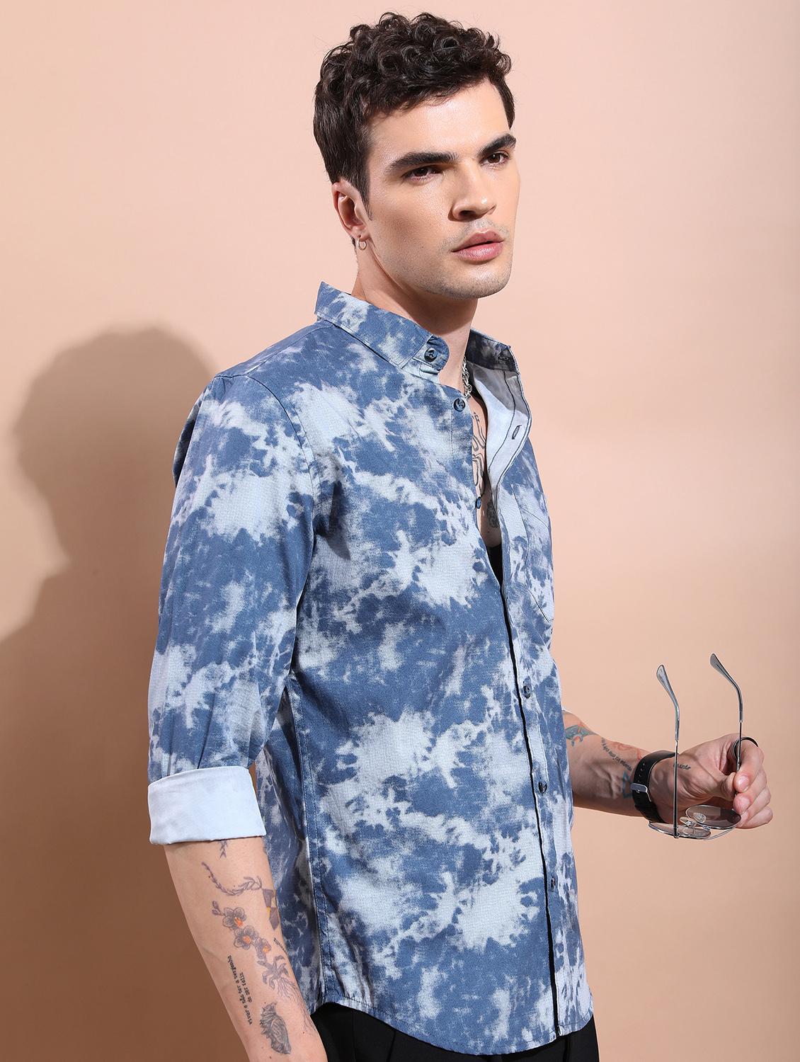 men collared printed casual shirt - 21486830 - Standard Image - 1