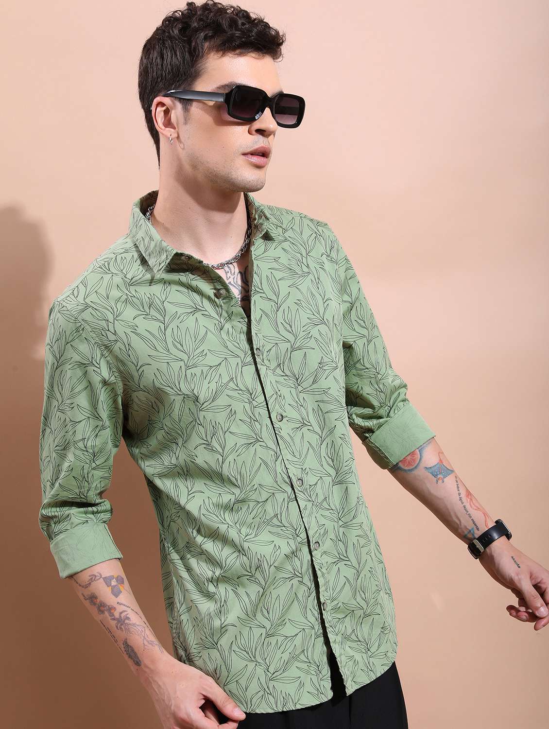 men collared printed casual shirt - 21486836 -  Standard Image - 1