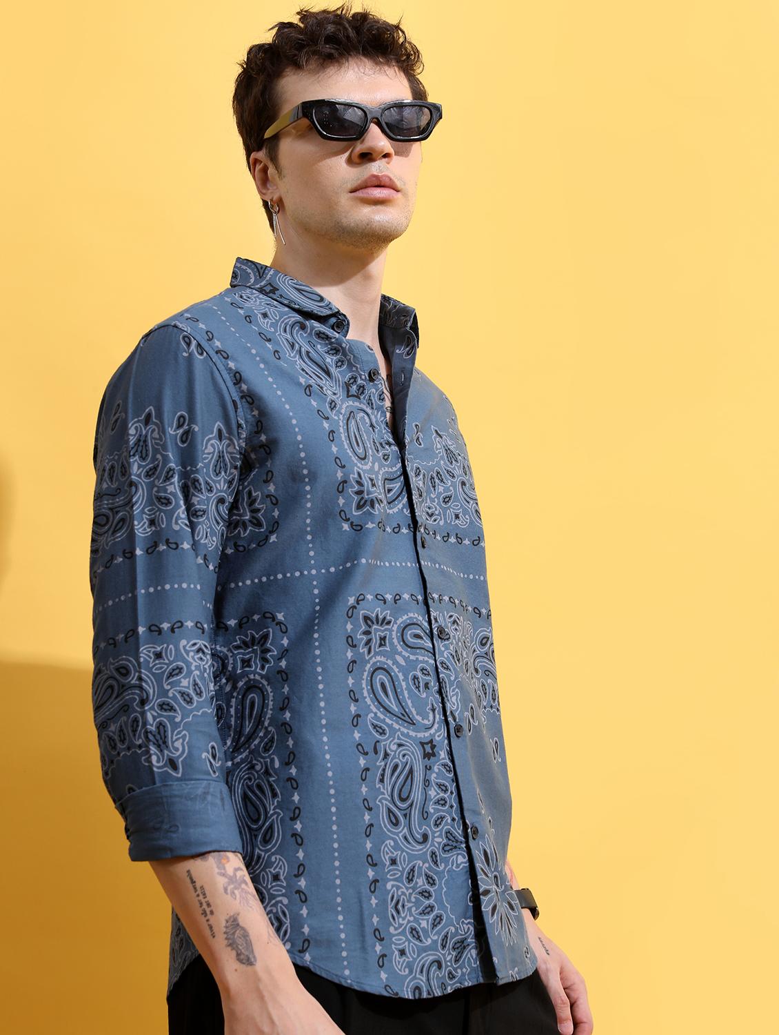 men collared printed casual shirt - 21486838 -  Standard Image - 1