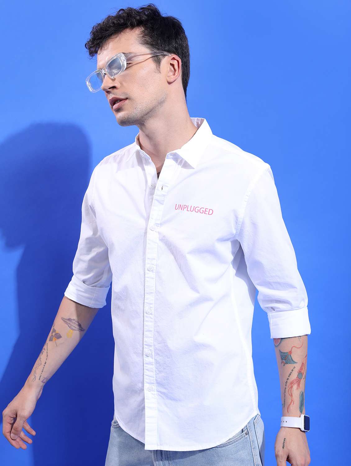 men collared typographic printed casual shirt - 21486846 -  Standard Image - 1