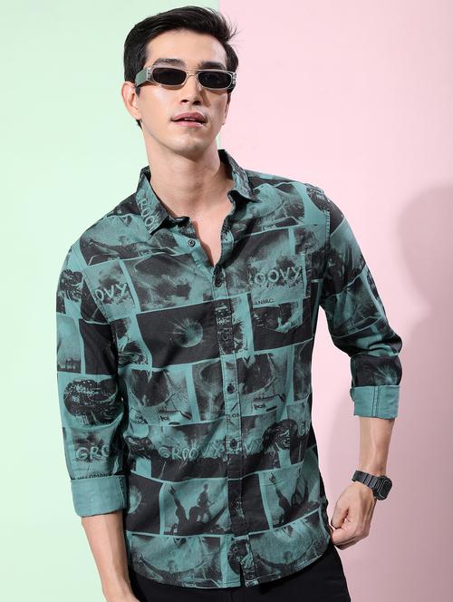 men collared printed casual shirt - 21486849 -  Standard Image - 0