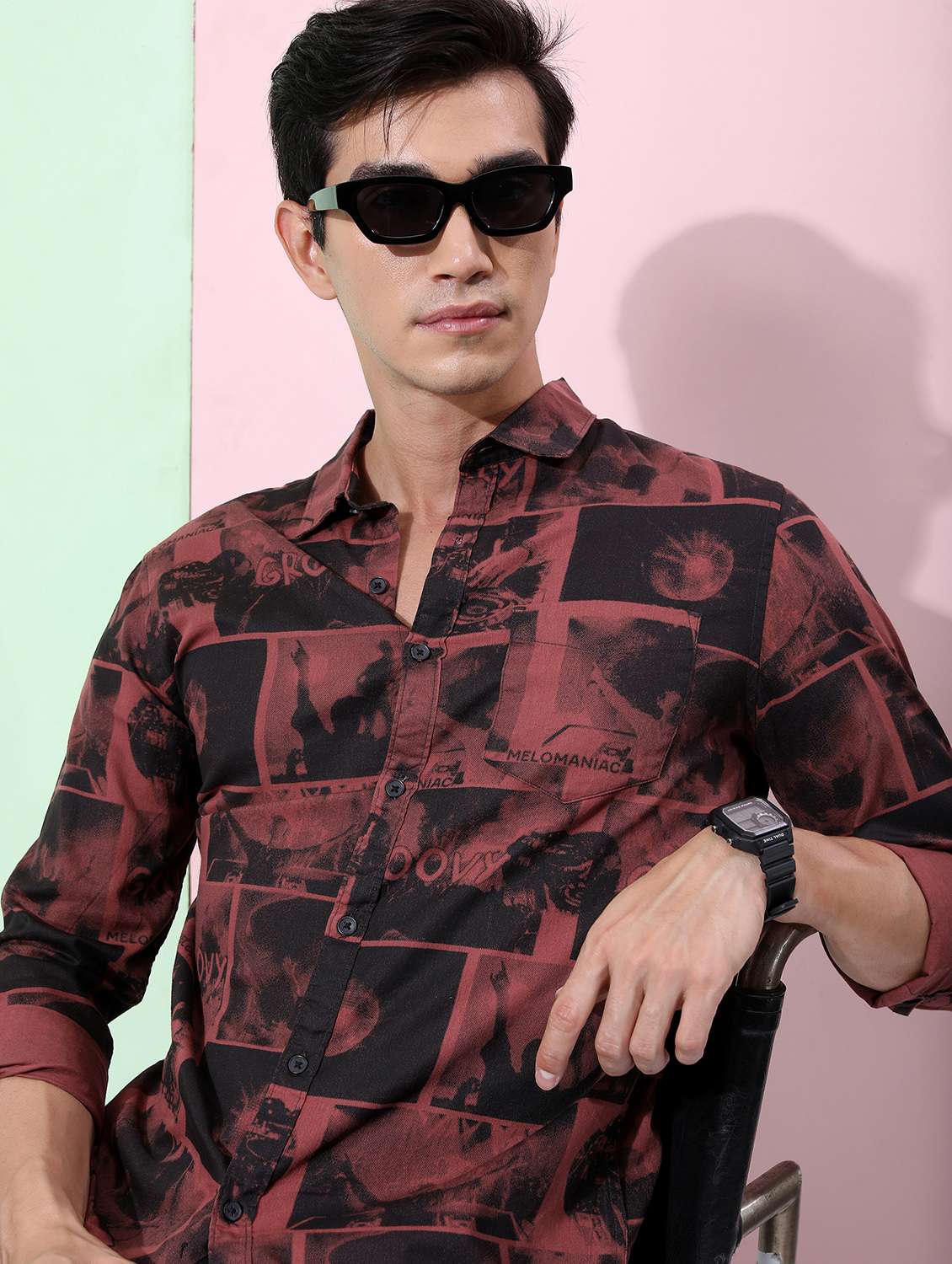 men collared printed casual shirt - 21486850 - Standard Image - 4