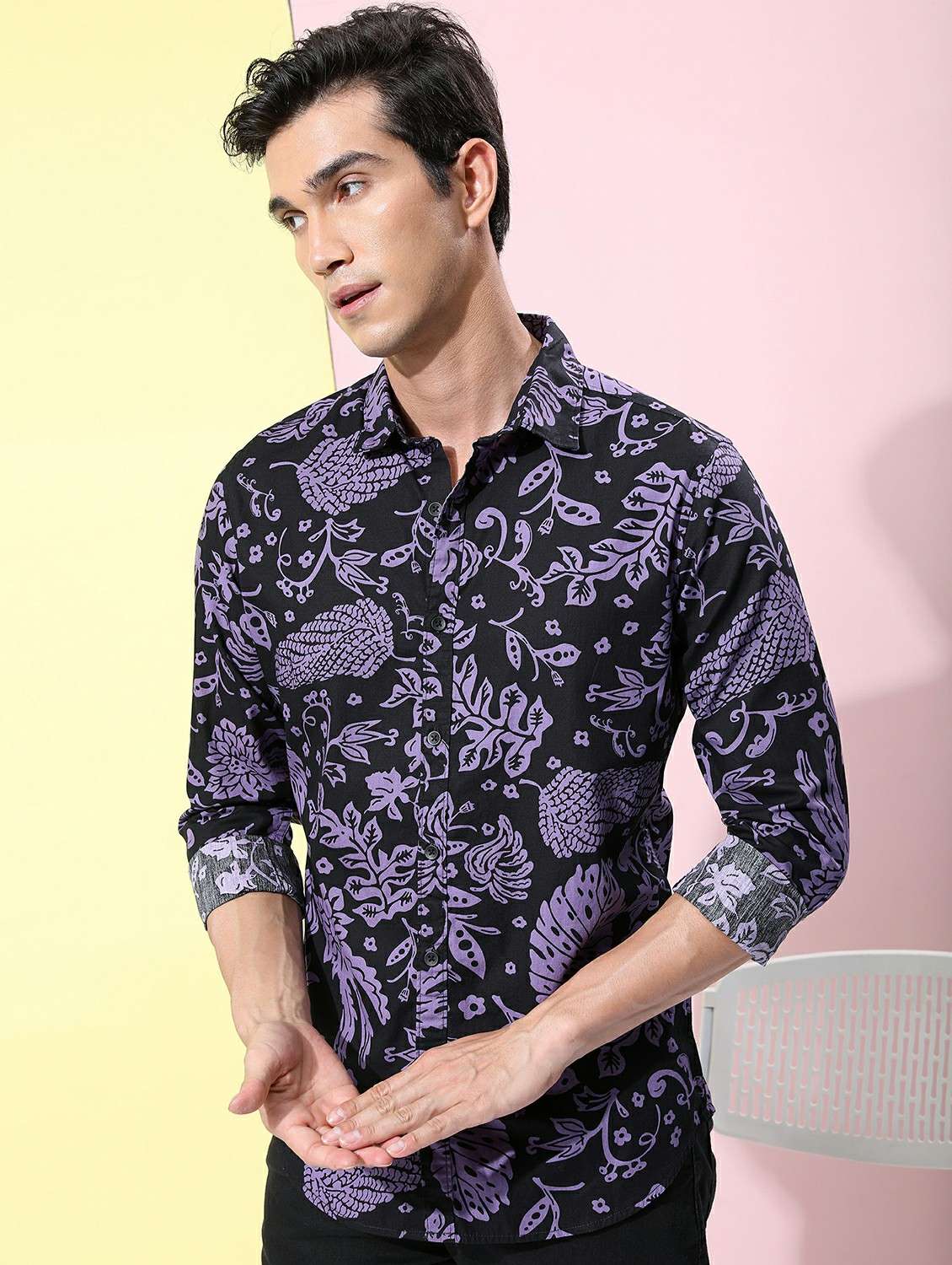 men collared printed casual shirt - 21486863 - Zoom Image - 0