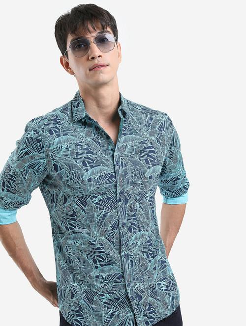 men blue collared neck casual shirts - 21486881 -  Standard Image - 0