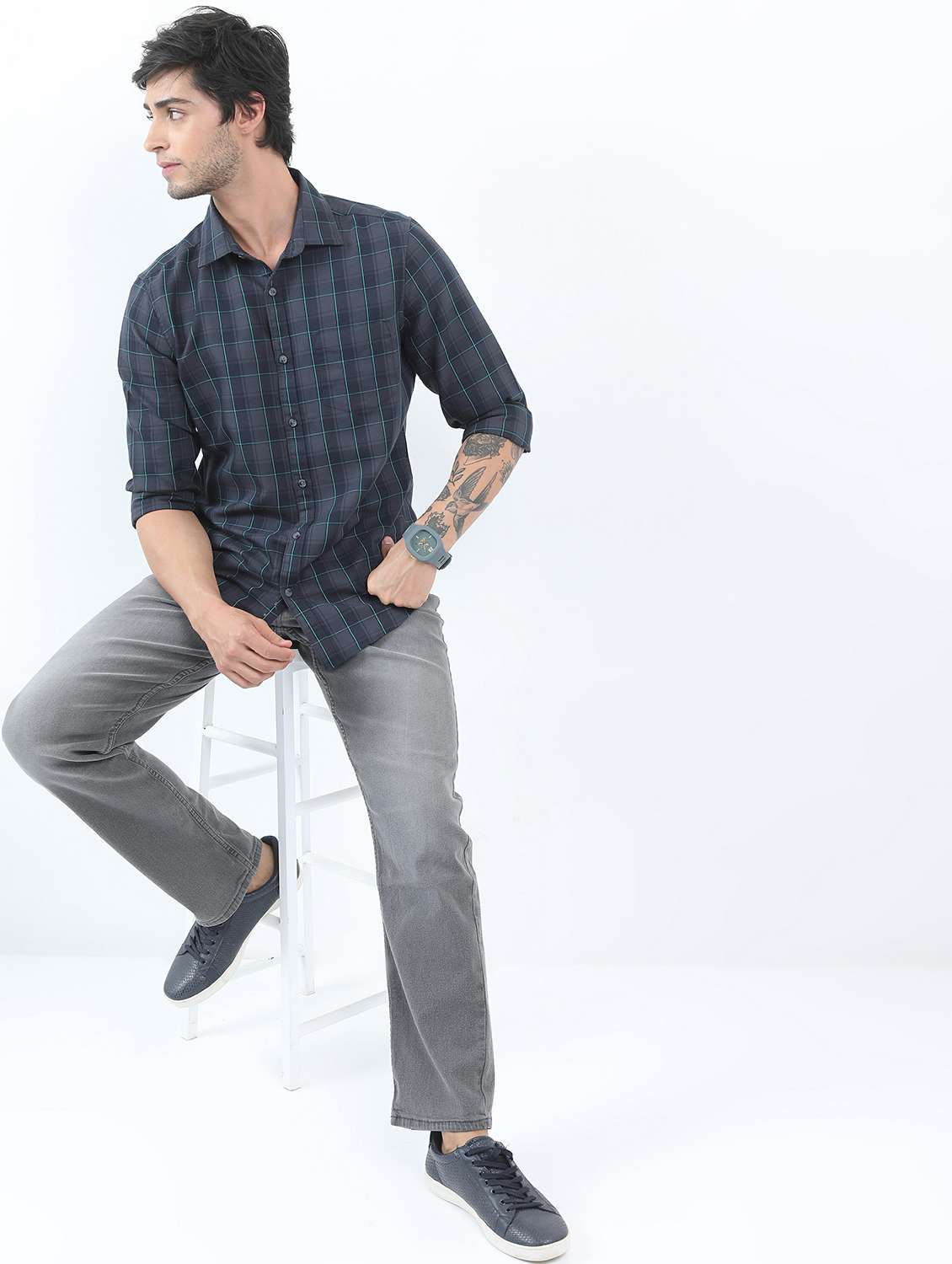men grey collared neck casual shirts - 21486894 -  Standard Image - 4