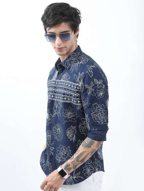 men blue collared neck casual shirts - 21486898 -  Standard Image - 0
