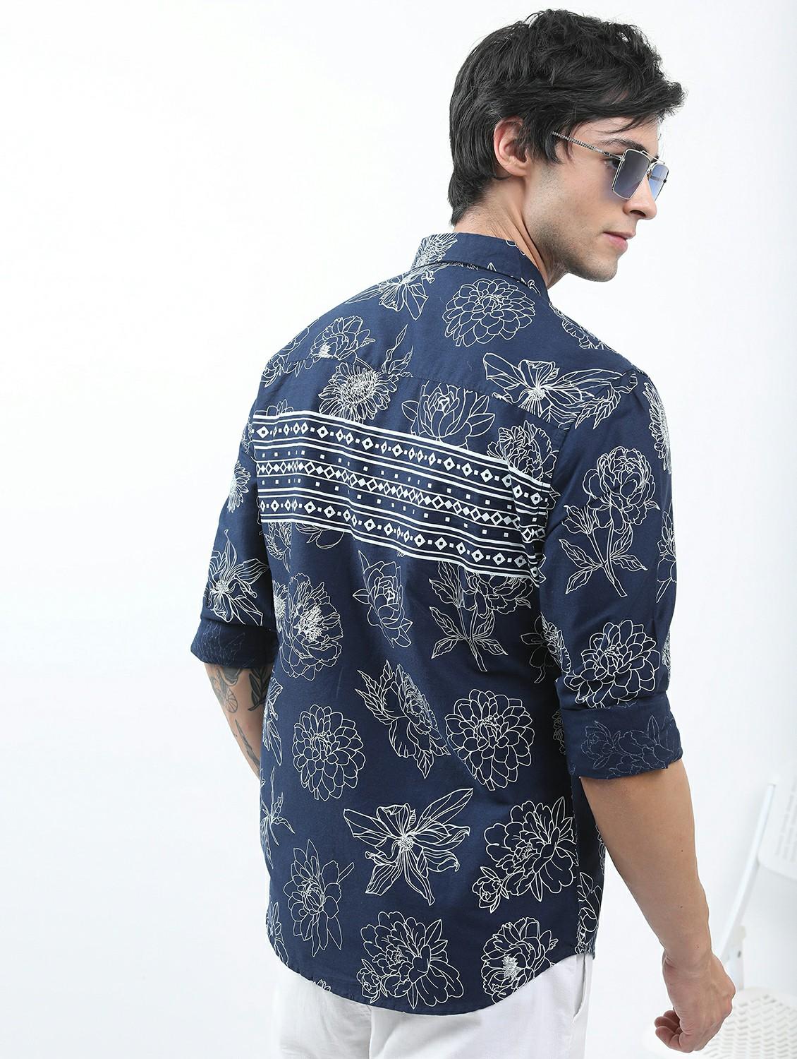 men blue collared neck casual shirts - 21486898 -  Standard Image - 1