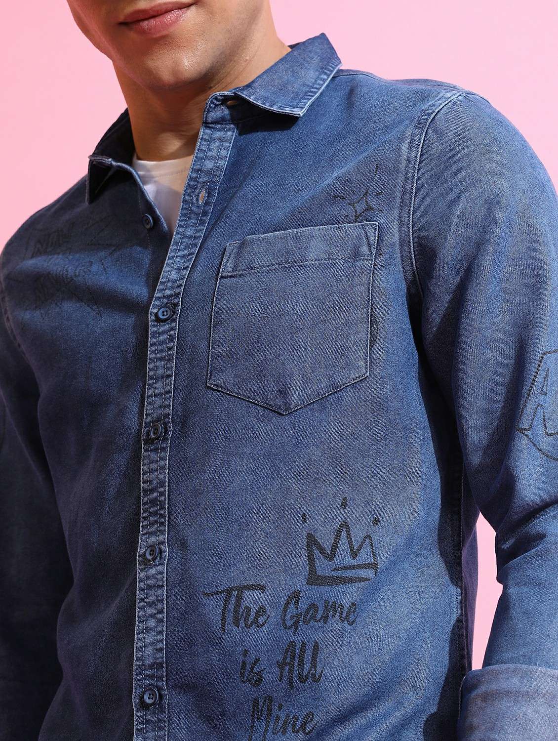 men blue collared neck casual shirts - 21486904 -  Standard Image - 4