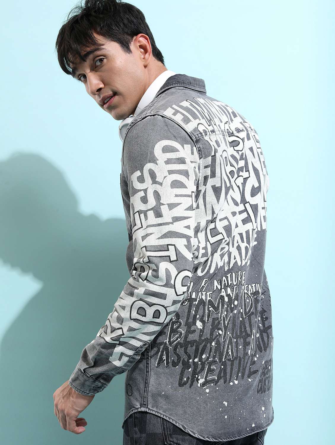 men grey collared neck casual shirts - 21486912 -  Standard Image - 1