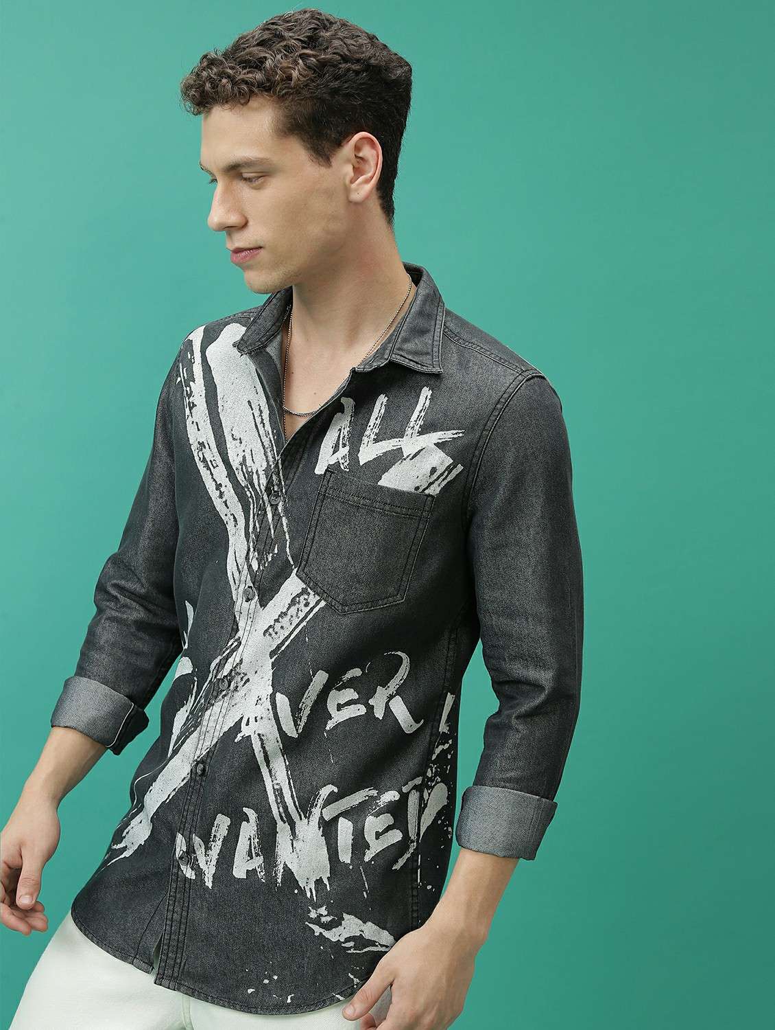 men grey collared neck casual shirts - 21486914 -  Standard Image - 1