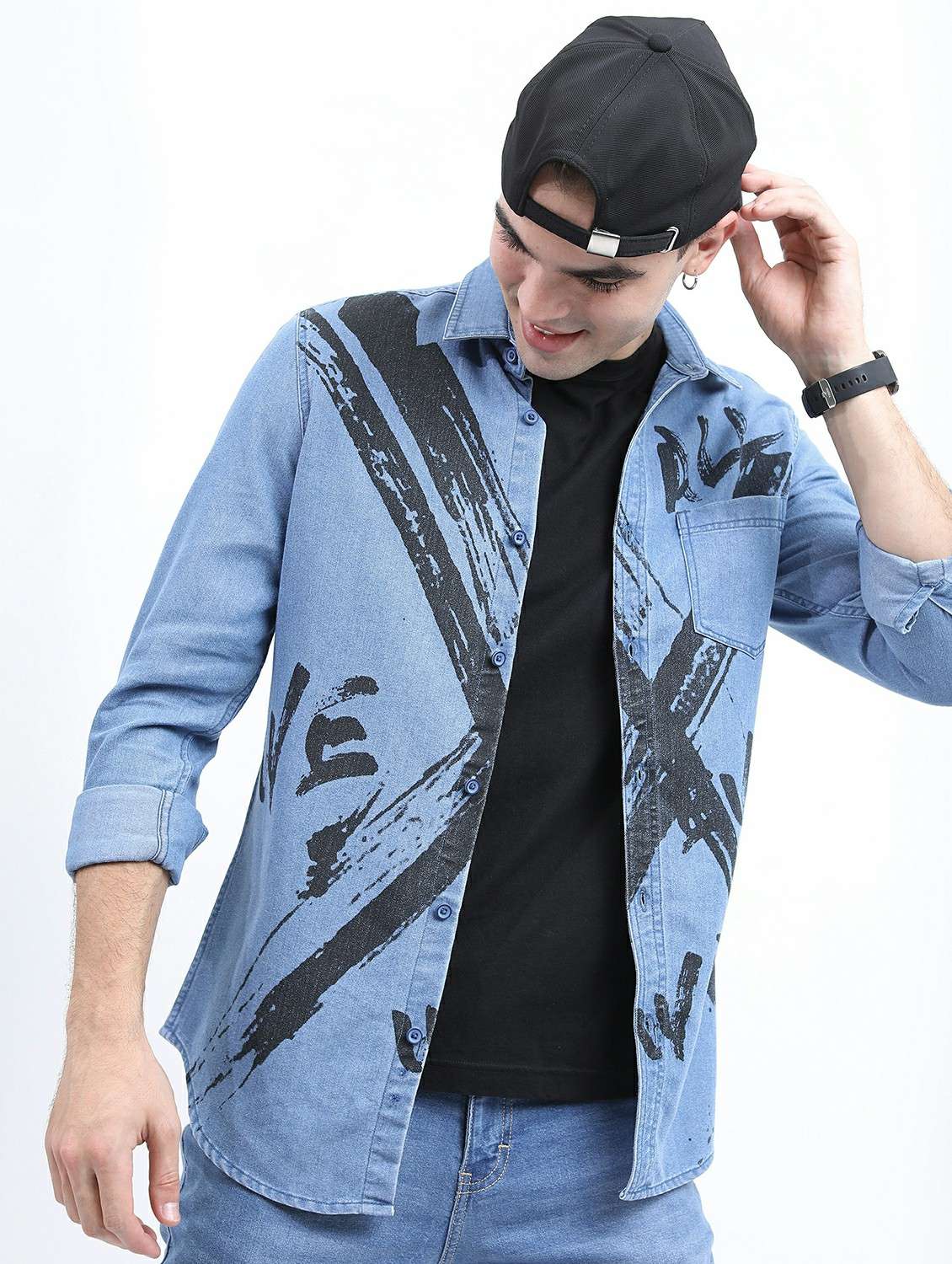 men light blue collared neck casual shirts - 21486915 -  Standard Image - 1