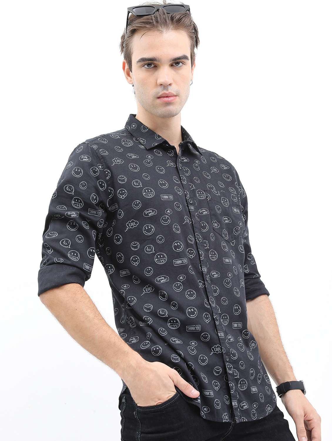 men black collared neck casual shirts