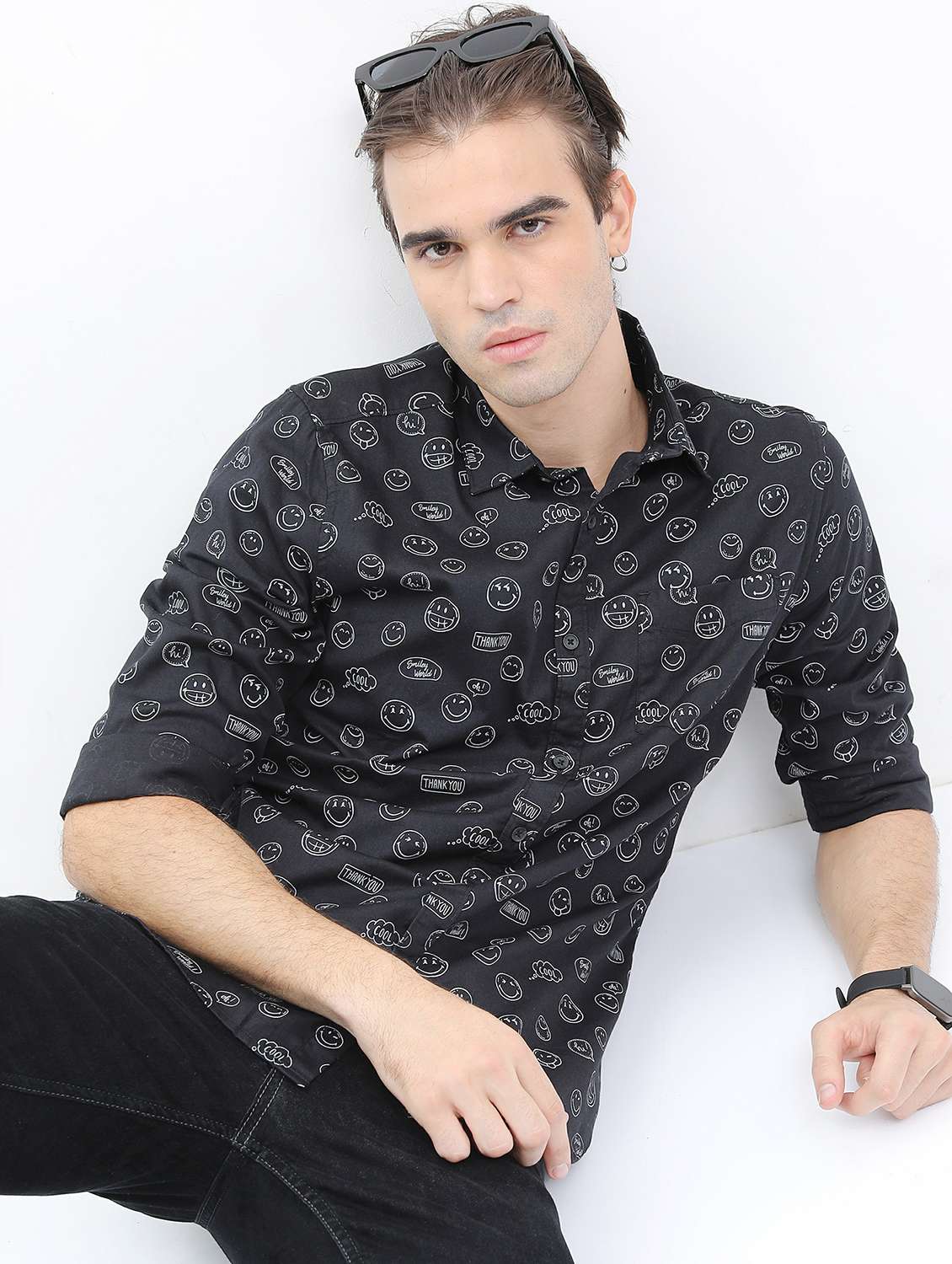 men black collared neck casual shirts - 21486917 -  Standard Image - 1