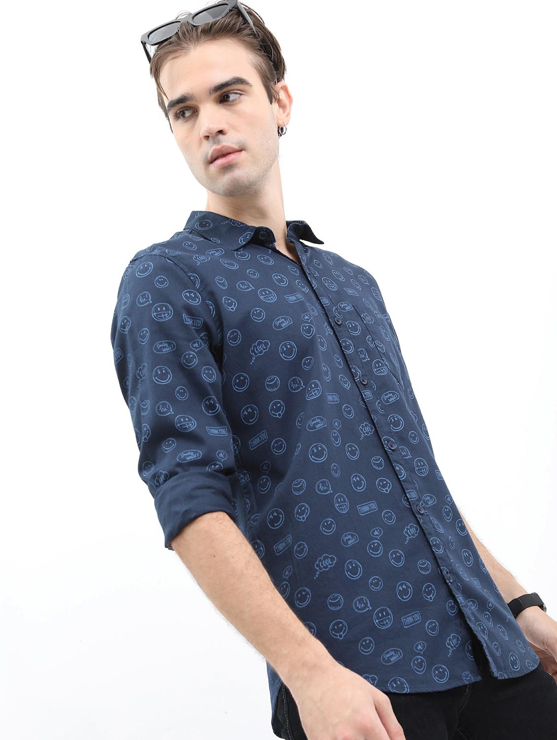 men blue collared neck casual shirts - 21486918 -  Standard Image - 1