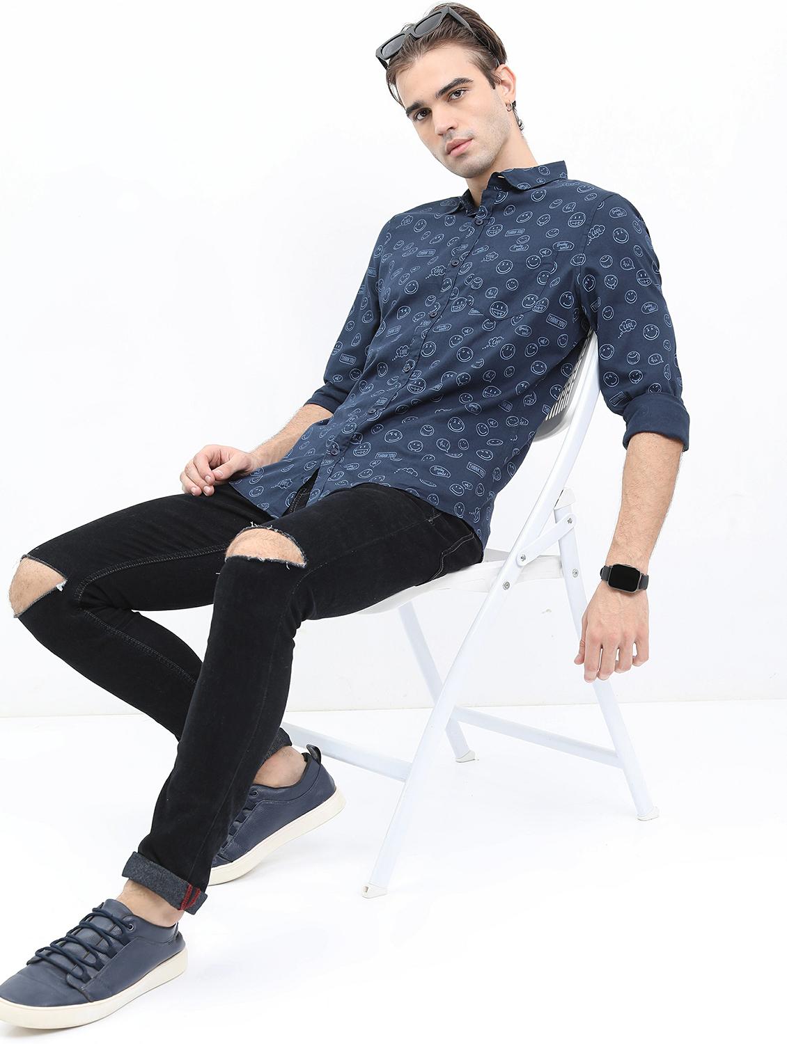 men blue collared neck casual shirts - 21486918 - Standard Image - 4