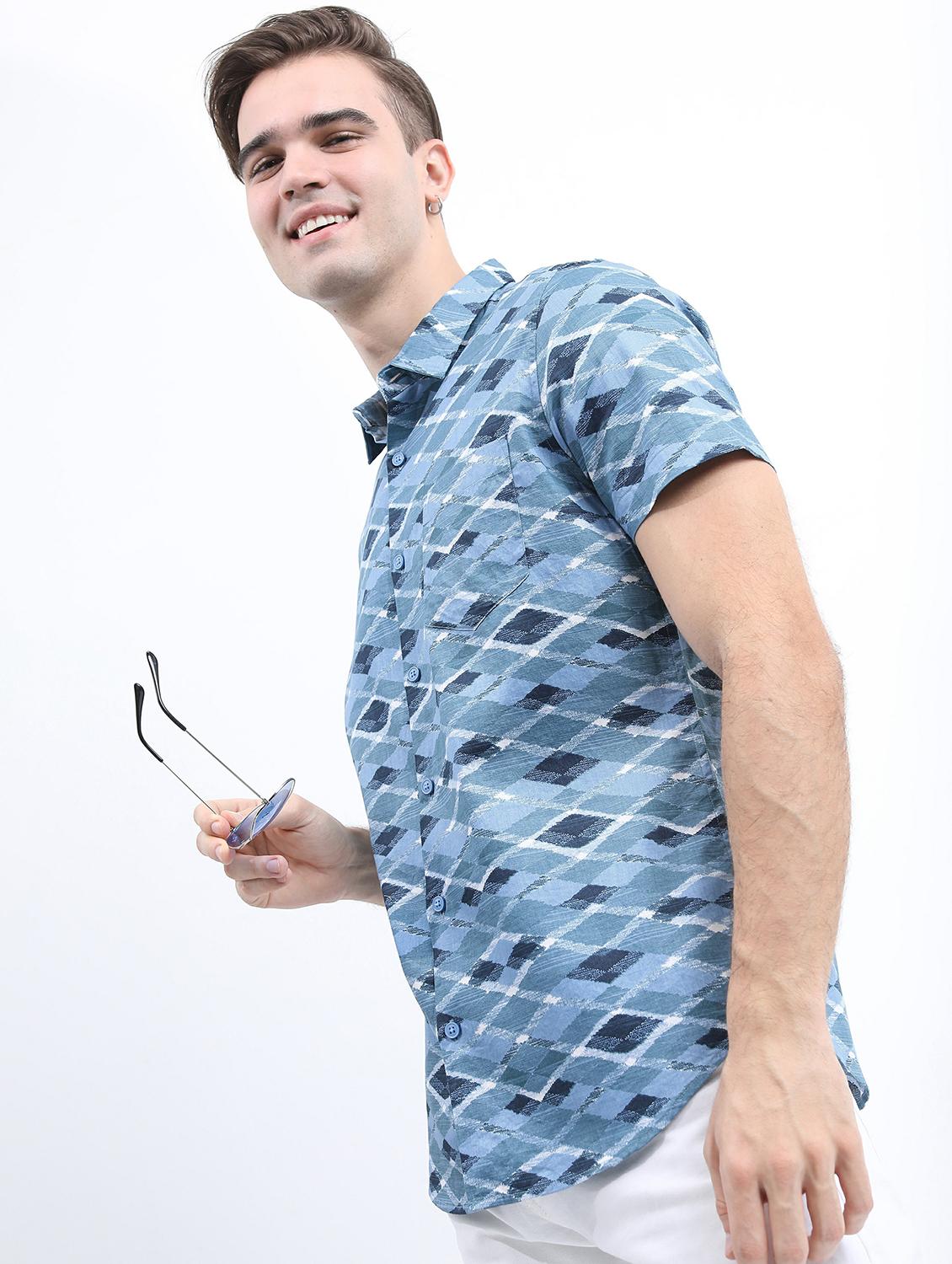 men light blue collared neck casual shirts - 21486921 - Standard Image - 1