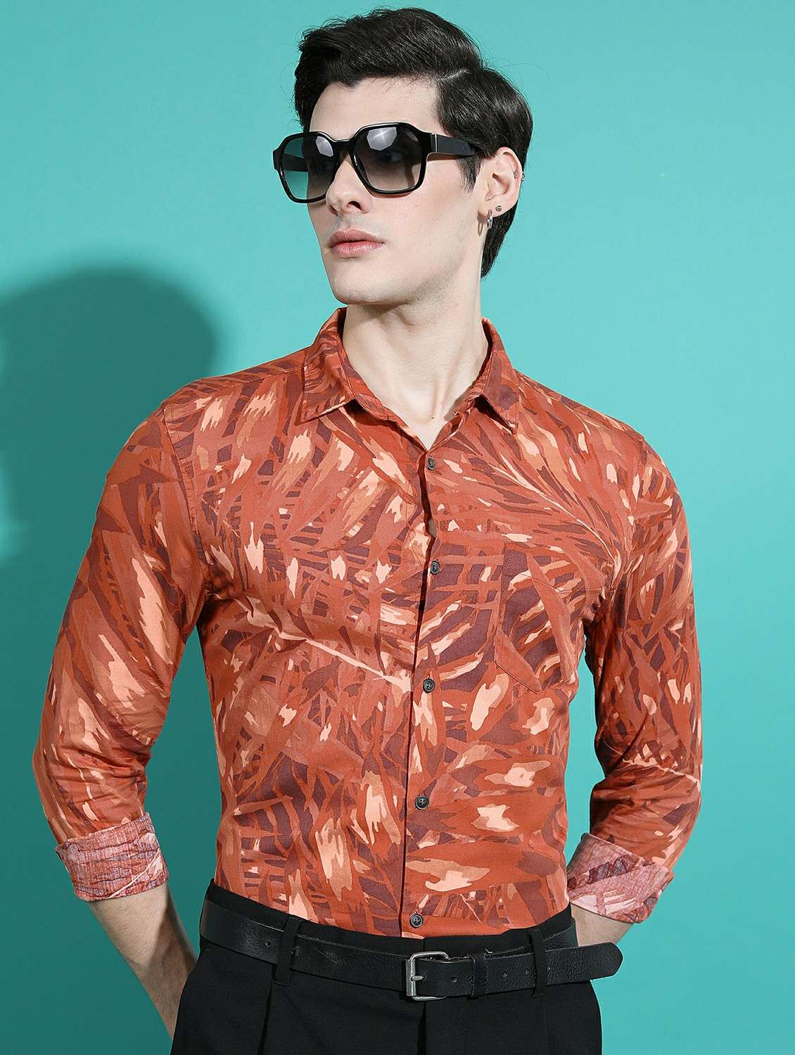 men brown collared neck casual shirts - 21486927 -  Standard Image - 1