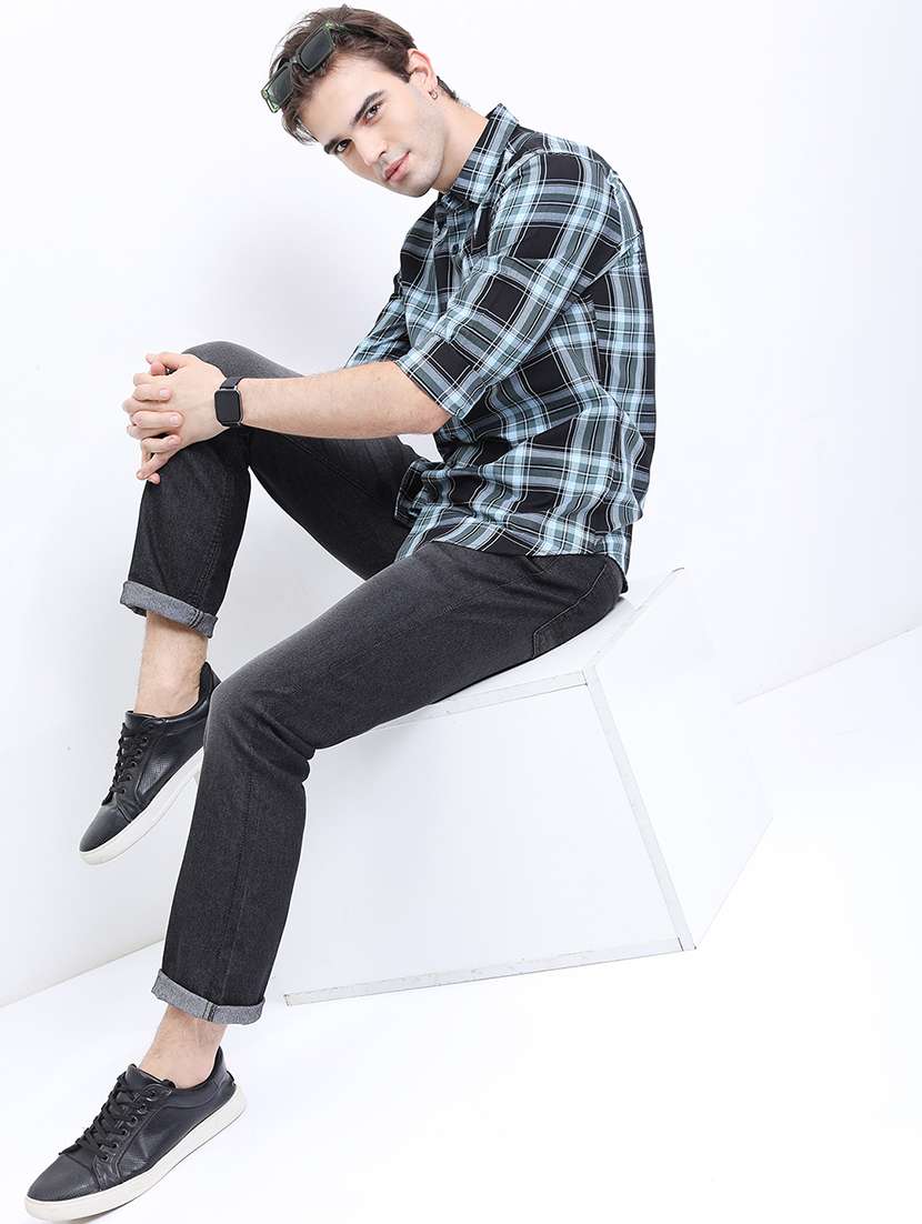 men long sleeved checkered casual shirt - 21486952 -  Standard Image - 4