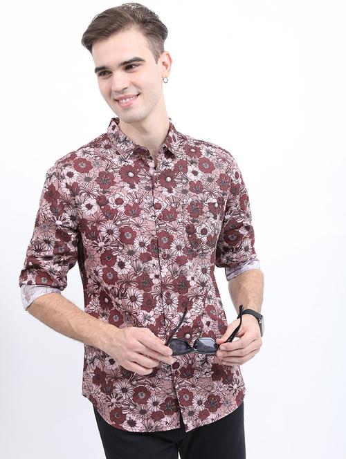 men printed collared casual shirt - 21486970 - Standard Image - 0