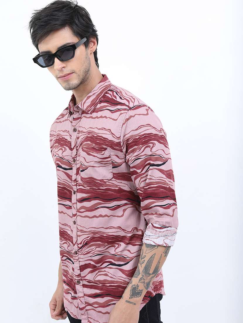 men printed collared casual shirt
