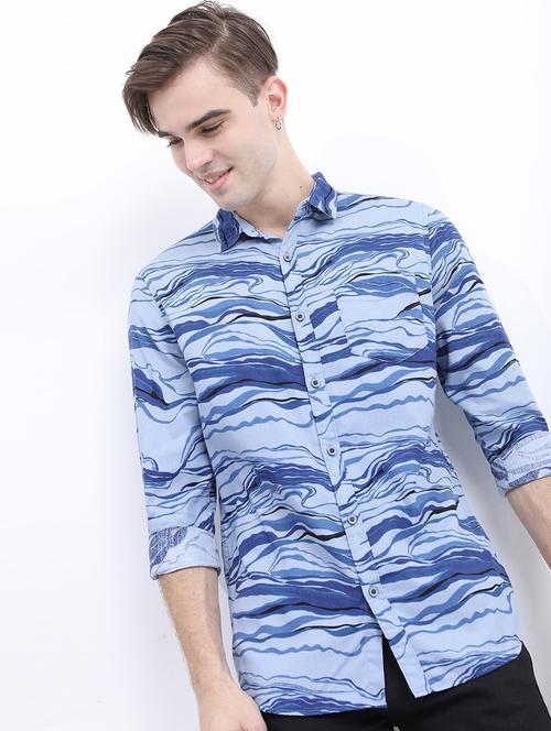 men printed collared casual shirt - 21486973 - Standard Image - 0