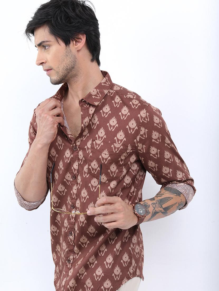 men printed collared casual shirt - 21486974 - Standard Image - 1