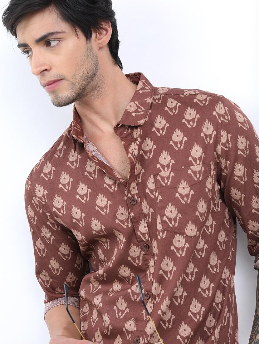 men printed collared casual shirt - 21486974 - Standard Image - 4