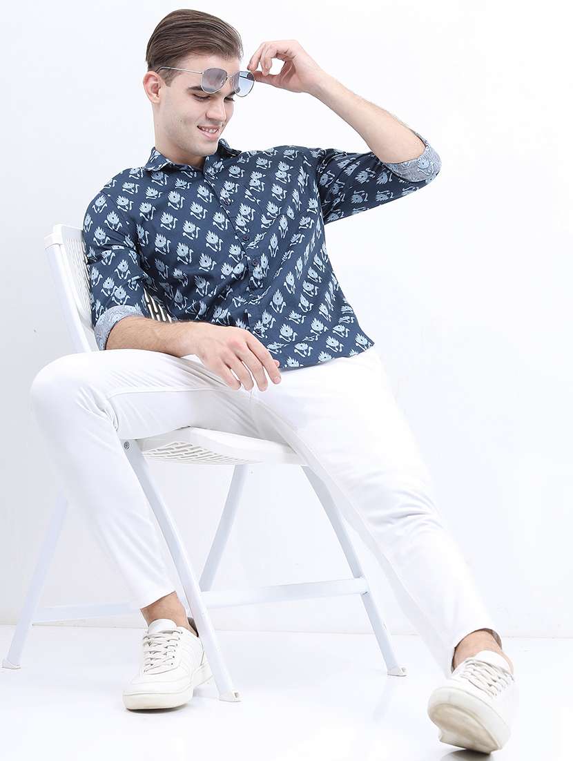 men printed collared casual shirt - 21486975 - Standard Image - 4