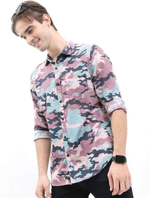 men printed collared casual shirt - 21486981 - Standard Image - 0