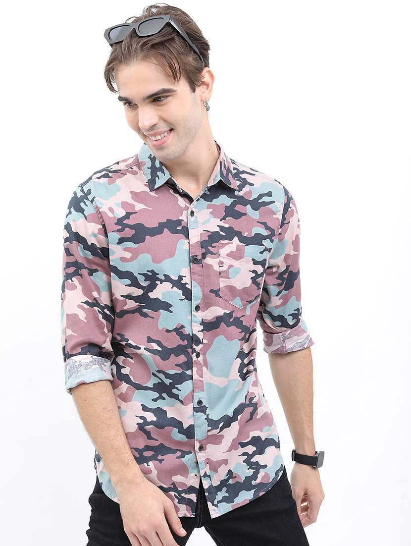 men printed collared casual shirt - 21486981 - Standard Image - 1