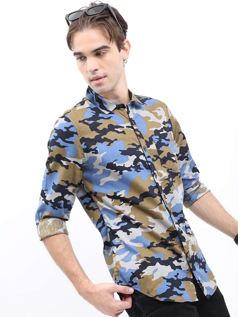 men printed collared casual shirt - 21486982 -  Standard Image - 1