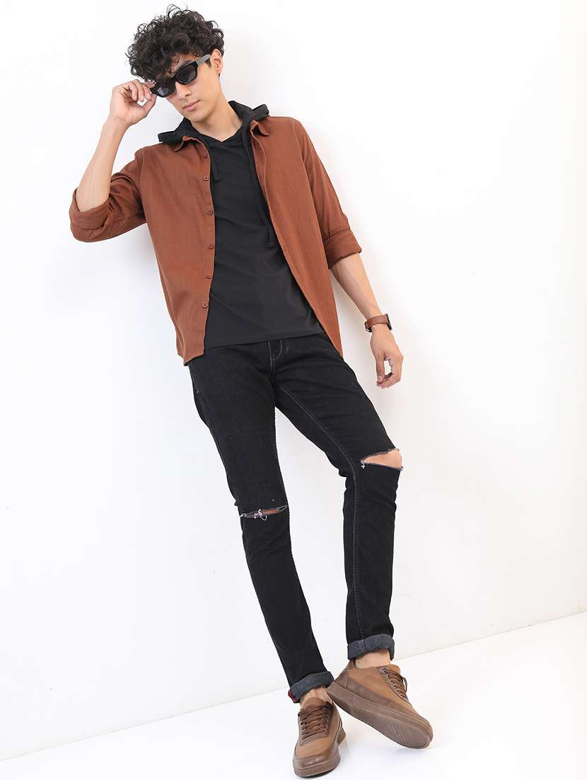 men solid collared casual shirt - 21486989 -  Standard Image - 4