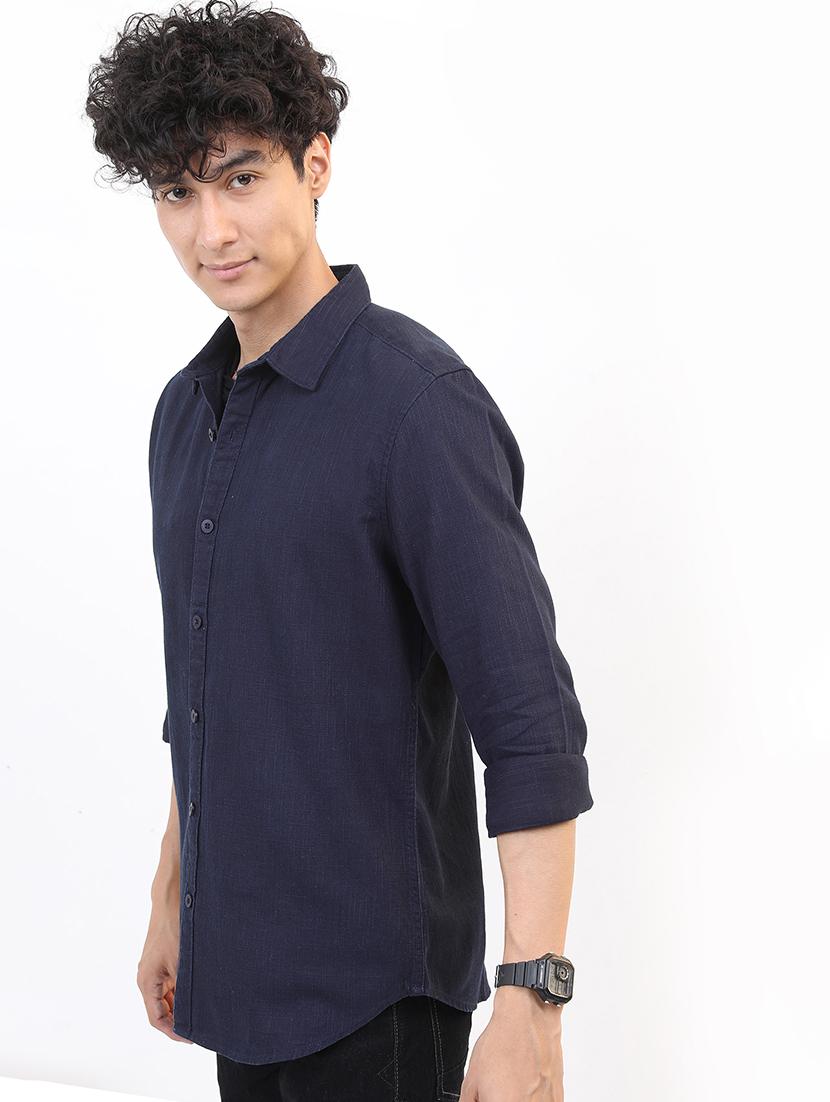 men solid collared casual shirt - 21486990 - Standard Image - 1