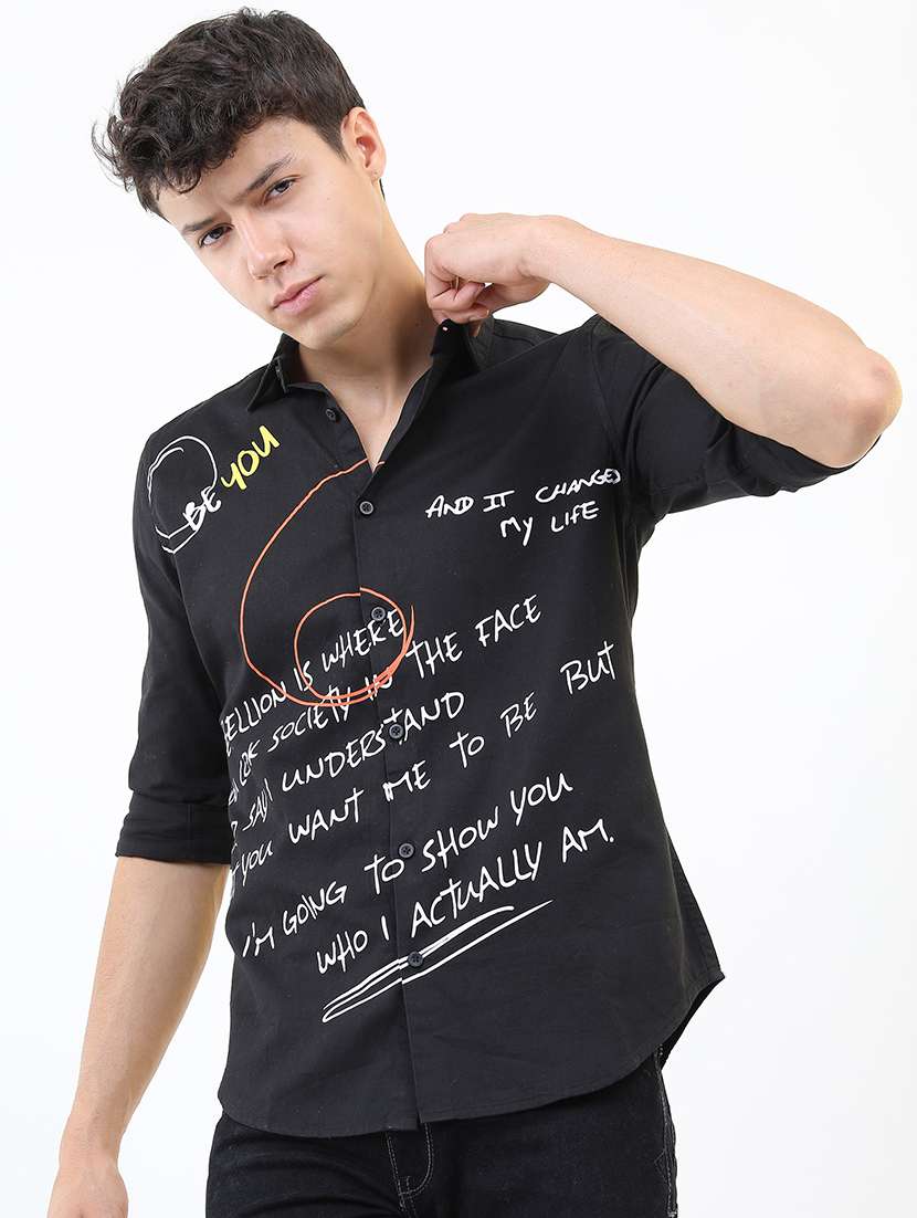 men printed collared casual shirt - 21487045 -  Standard Image - 1