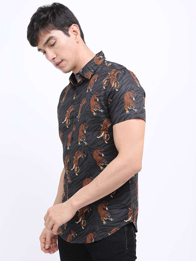 men printed collared casual shirt - 21487059 -  Standard Image - 1